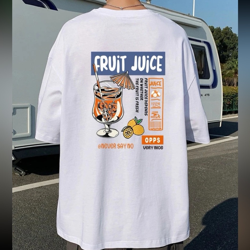 men beverage & slogan graphic drop shoulder tee